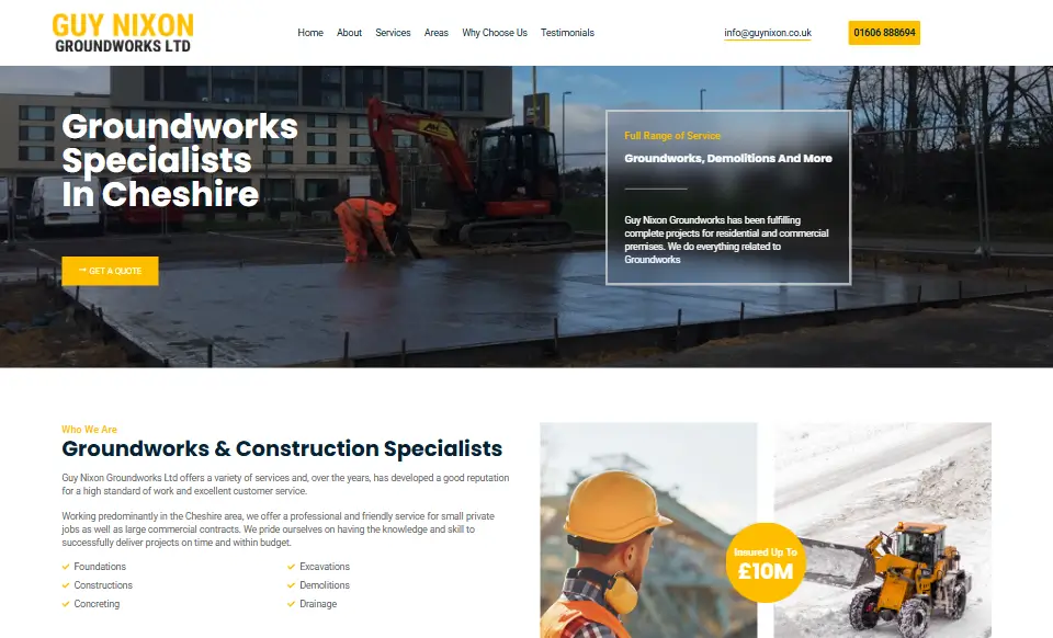 Guy Nixon Groundworks LTD Landing Page