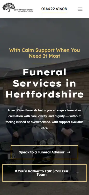 Loved Ones Funerals Landing Page