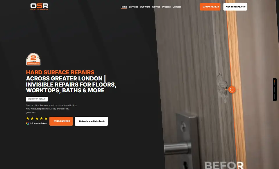 On Site Repairs Landing Page