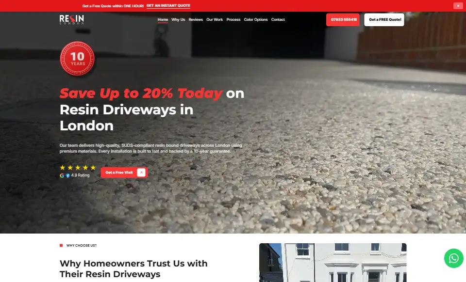 Resin London Driveways Landing Page