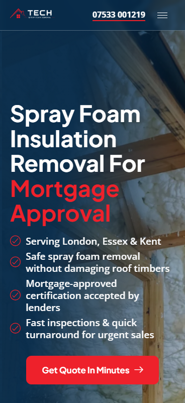 Tech Spray Foam Removal Landing Page