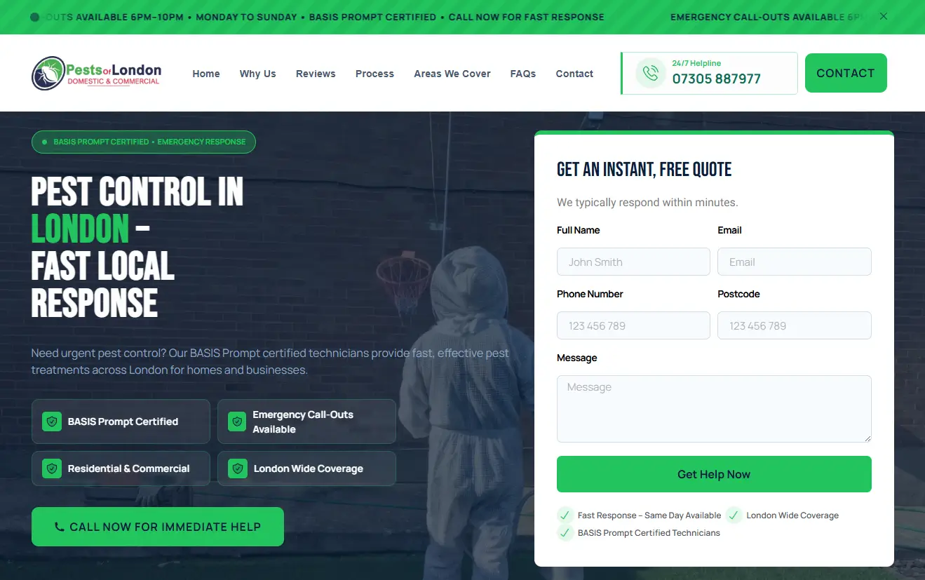 Pests Of London Landing Page